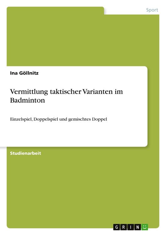 Produktbild: Vermittlung taktischer Varianten im Badminton