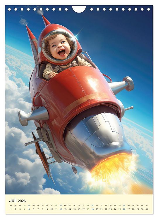Produktbild: Raketenbabies - Humoristische KI-Bilder (Wandkalender 2026 DIN A4 hoch), CALVENDO Monatskalender