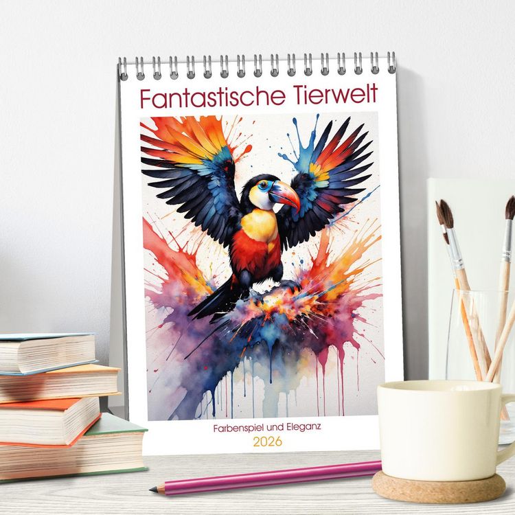 Produktbild: Fantastische Tierwelt: Farbenspiel und Eleganz (Tischkalender 2026 DIN A5 hoch), CALVENDO Monatskalender