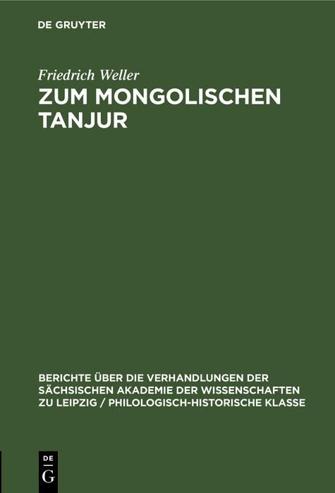 Produktbild: Zum Mongolischen Tanjur