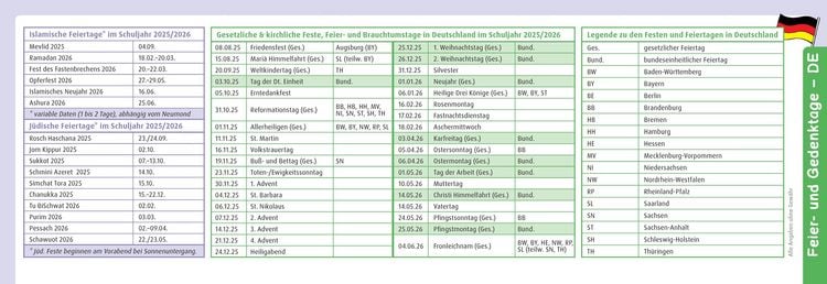 Produktbild: Der Wochen-Tischkalender für das Schuljahr 2025/2026