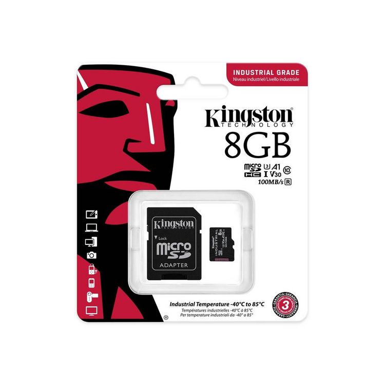 Produktbild: Kingston Industrial microSDHC-Karte 8 GB Class 10 UHS-I inkl. SD-Adapter