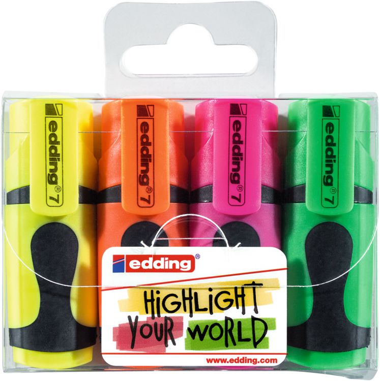 Produktbild: edding Textmarker mini highlighter, 1-3mm, 4er Set