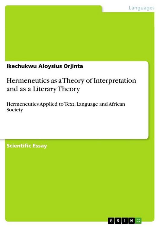Produktbild: Hermeneutics as a Theory of Interpretation and as a Literary Theory