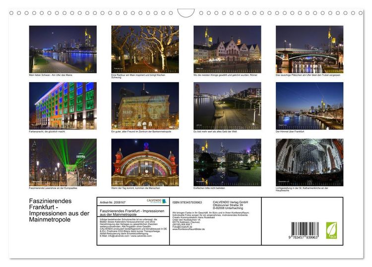 Produktbild: Faszinierendes Frankfurt - Impressionen aus der Mainmetropole (Wandkalender 2026 DIN A3 quer), CALVENDO Monatskalender