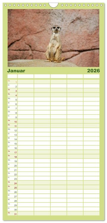 Produktbild: Familienplaner 2026 - Erdm&auml;nnchen mit 5 Spalten (Wandkalender, 21 x 45 cm) CALVENDO