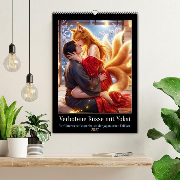 Produktbild: Verbotene K&uuml;sse mit Yokai (Wandkalender 2027 DIN A2 hoch), CALVENDO Monatskalender