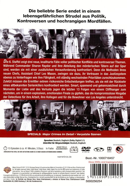 Produktbild: Major Crimes: Die komplette 6. Staffel [3 DVDs]