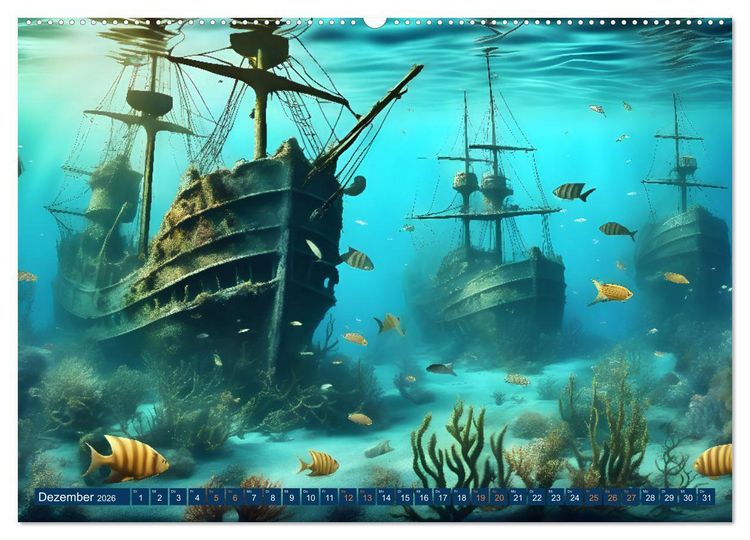 Produktbild: Unterwasserwelt der Wracks 2026 (hochwertiger Premium Wandkalender 2026 DIN A2 quer), Kunstdruck in Hochglanz