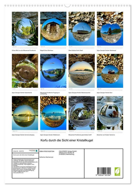 Produktbild: Korfu durch die Sicht einer Kristallkugel (hochwertiger Premium Wandkalender 2026 DIN A2 hoch), Kunstdruck in Hochglanz