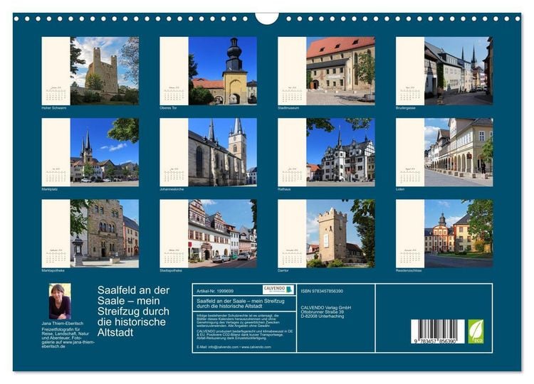 Produktbild: Saalfeld an der Saale &ndash; mein Streifzug durch die historische Altstadt (Wandkalender 2026 DIN A3 quer), CALVENDO Monatskalender