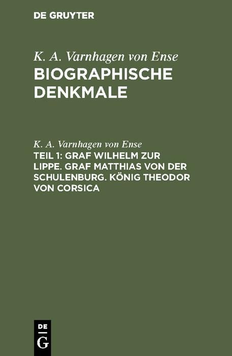 Produktbild: Graf Wilhelm zur Lippe. Graf Matthias von der Schulenburg. K&ouml;nig Theodor von Corsica