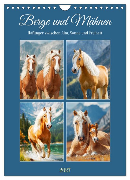 Produktbild: Berge und M&auml;hnen. Haflinger zwischen Alm, Sonne und Freiheit (Wandkalender 2027 DIN A4 hoch), CALVENDO Monatskalender