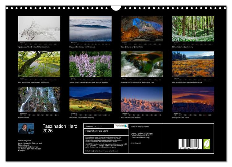 Produktbild: Faszination Harz 2026 (Wandkalender 2026 DIN A3 quer), CALVENDO Monatskalender