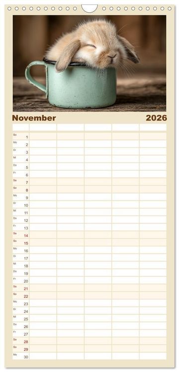 Produktbild: Familienplaner 2026 - GUTE NACHT - Schlafende Tiere, traumhaft sch&ouml;n mit 5 Spalten (Wandkalender, 21 x 45 cm) CALVENDO