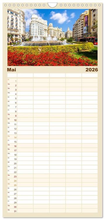 Produktbild: Familienplaner 2026 - Zauberhaftes Valencia mit 5 Spalten (Wandkalender, 21 x 45 cm) CALVENDO