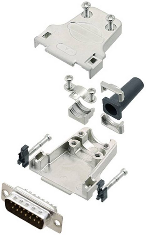 Produktbild: TRU COMPONENTS TCDTZF15DMPK 7709752 D-SUB Stiftleisten-Set 180&deg; Polzahl: 15 L&ouml;tkelch 1St.