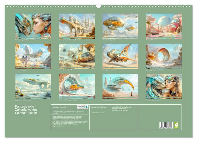 Produktbild: Fantasievolle Zukunftswelten - Science Fiction (Wandkalender 2026 DIN A2 quer), CALVENDO Monatskalender
