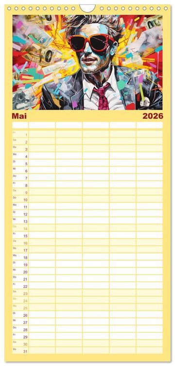 Produktbild: Familienplaner 2026 - Pop-Art. Eine Reise in coolen Illustrationen mit 5 Spalten (Wandkalender, 21 x 45 cm) CALVENDO