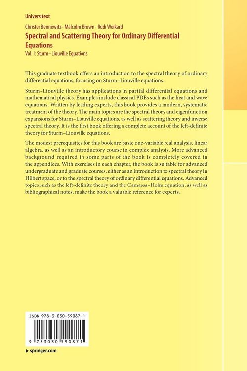 Produktbild: Spectral and Scattering Theory for Ordinary Differential Equations