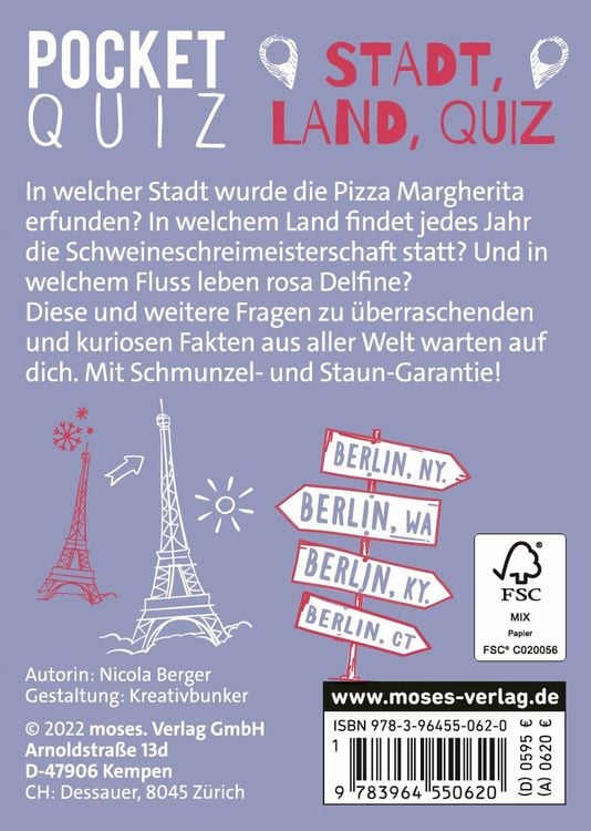Produktbild: Moses. - Pocket Quiz Stadt, Land, Quiz