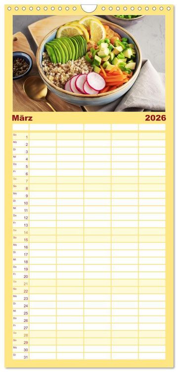 Produktbild: Familienplaner 2026 - Vegane Bowls - Eine Sch&uuml;ssel voller Geschmack mit 5 Spalten (Wandkalender, 21 x 45 cm) CALVENDO