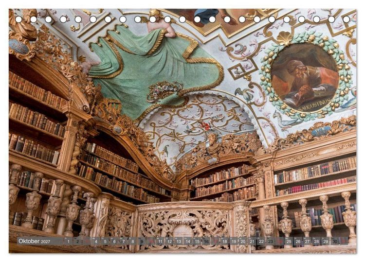Produktbild: Kloster Waldsassen Stiftsbibliothek (Tischkalender 2027 DIN A5 quer), CALVENDO Monatskalender