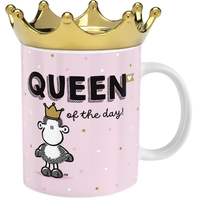 Produktbild: Sheepworld Tasse mit Kronendeckel Motiv "Queen of the day"
