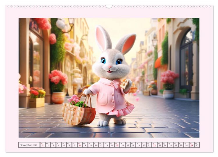 Produktbild: Liebliche Kaninchen. Flauschige Hopsis haben Spa&szlig; (hochwertiger Premium Wandkalender 2026 DIN A2 quer), Kunstdruck in Hochglanz