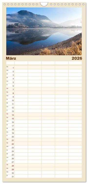 Produktbild: Familienplaner 2026 - Schliersee-Idylle mit 5 Spalten (Wandkalender, 21 x 45 cm) CALVENDO