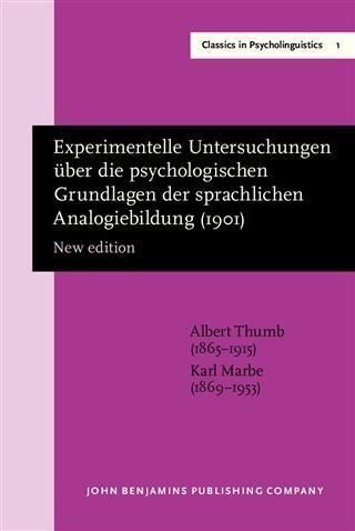 Produktbild: Experimentelle Untersuchungen uber die psychologischen Grundlagen der sprachlichen Analogiebildung (1901)