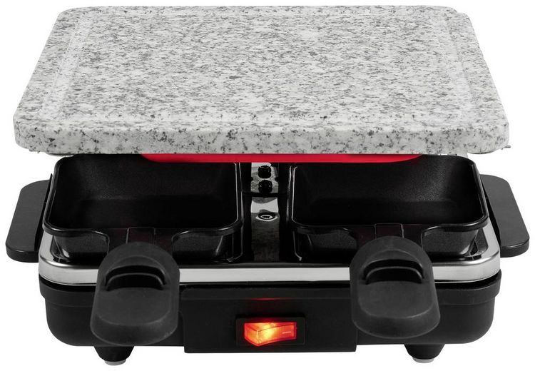 Produktbild: Tristar RA-2745 Raclette Antihaftbeschichtung, Kontrollleuchte, 4 Pf&auml;nnchen, mit Grillstein Schwarz, Grau