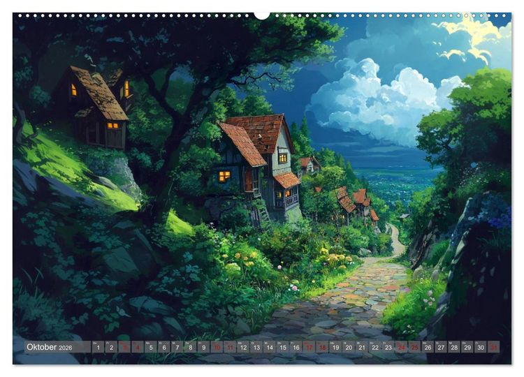 Produktbild: Spaziergang durch Anime Welten (Wandkalender 2026 DIN A2 quer), CALVENDO Monatskalender