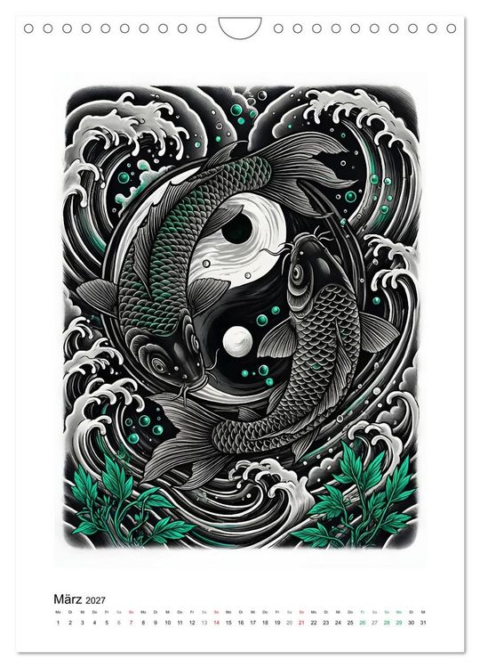 Produktbild: Irezumi - Japans Seele in zwei Farben (Wandkalender 2027 DIN A4 hoch), CALVENDO Monatskalender
