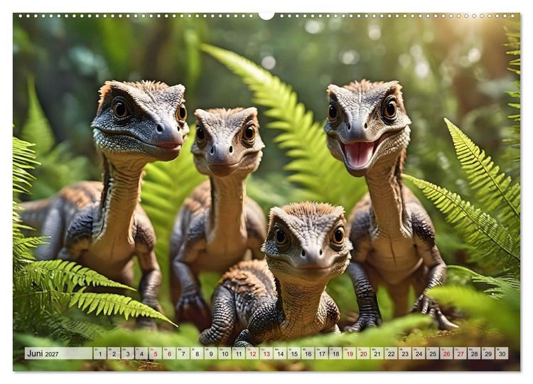 Produktbild: Pr&auml;historische Kinderstube - niedliche Tierkinder der Urzeit (hochwertiger Premium Wandkalender 2027 DIN A2 quer), Kunstdruck in Hochglanz