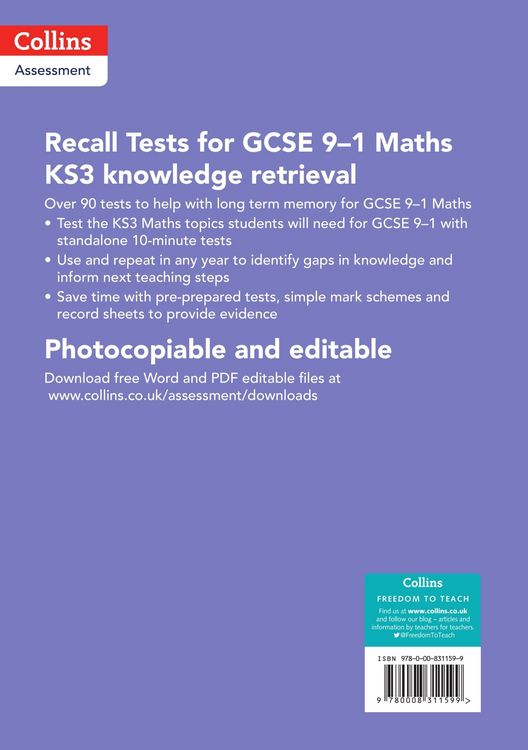 Produktbild: Recall Tests for GCSE 9-1 Maths