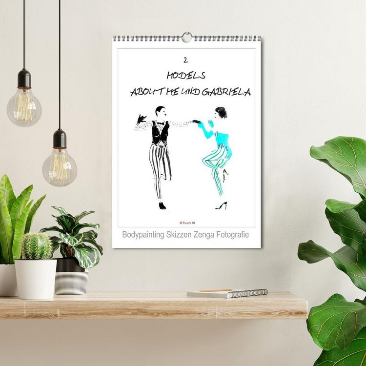 Produktbild: 2 MODELS - ABOUT ME UND GABRIELA - Bodypainting Skizzen Zenga Fotografie (Wandkalender 2026 DIN A3 hoch), CALVENDO Monatskalender