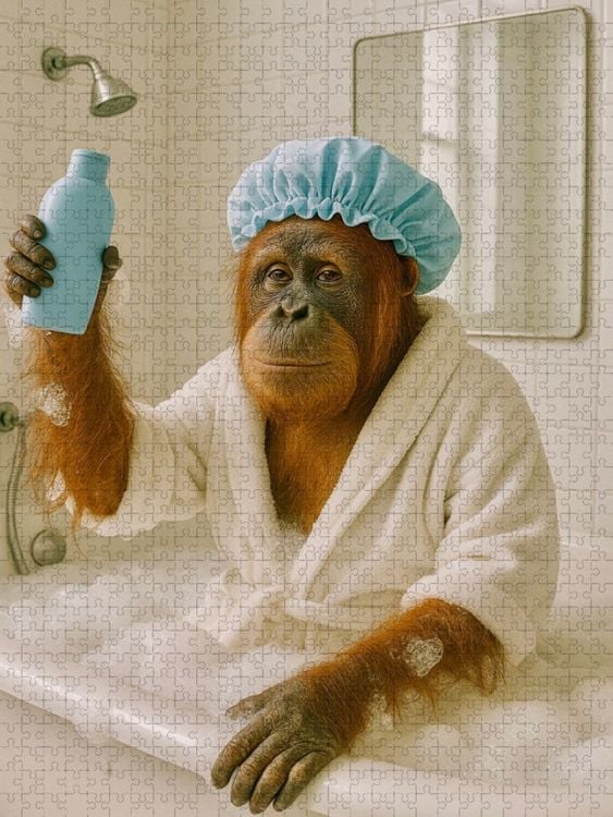 Produktbild: CALVENDO Puzzle Orang Utan Affe macht Affensauber! | 1000 Teile Lege-Gr&ouml;&szlig;e 64x48cm Foto-Puzzle f&uuml;r gl&uuml;ckliche Stunden