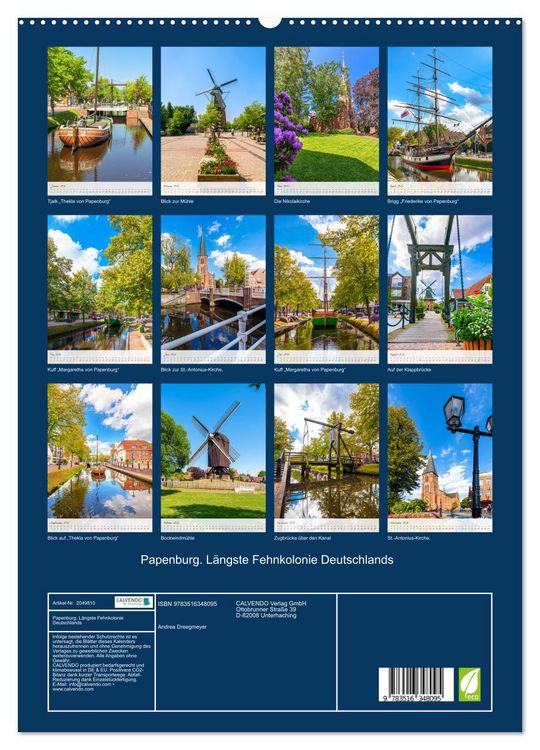 Produktbild: Papenburg. L&auml;ngste Fehnkolonie Deutschlands (hochwertiger Premium Wandkalender 2026 DIN A2 hoch), Kunstdruck in Hochglanz