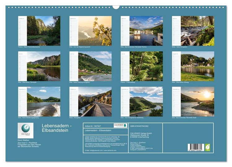 Produktbild: Lebensadern - Elbsandstein (Wandkalender 2026 DIN A2 quer), CALVENDO Monatskalender