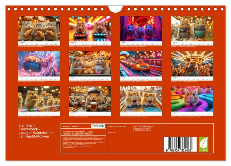 Produktbild: Hamster im Freizeitpark - Lustiger Kalender mit Jahrmarkt-Motiven (Wandkalender 2026 DIN A4 quer), CALVENDO Monatskalender