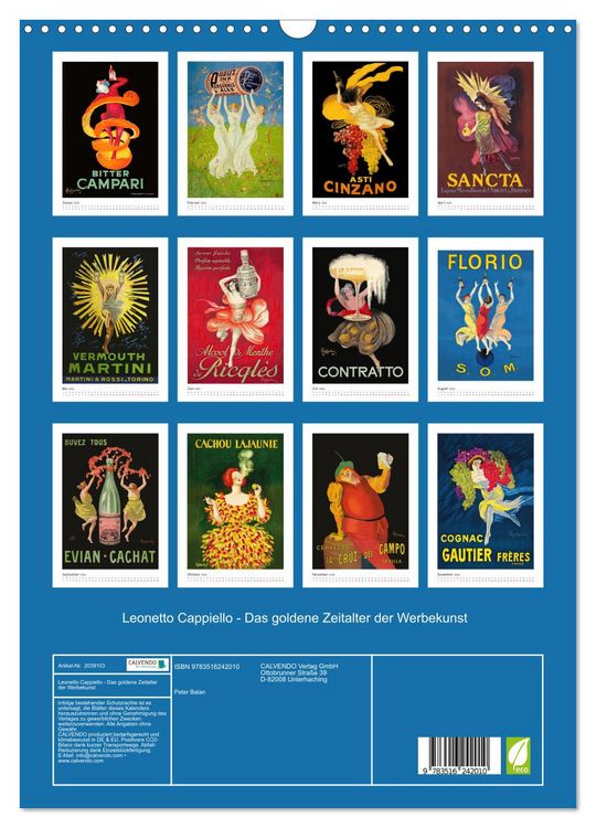 Produktbild: Leonetto Cappiello - Das goldene Zeitalter der Werbekunst (Wandkalender 2026 DIN A3 hoch), CALVENDO Monatskalender