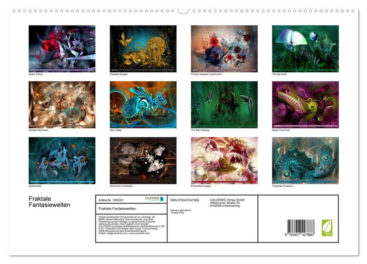Produktbild: Fraktale Fantasiewelten (hochwertiger Premium Wandkalender 2026 DIN A2 quer), Kunstdruck in Hochglanz