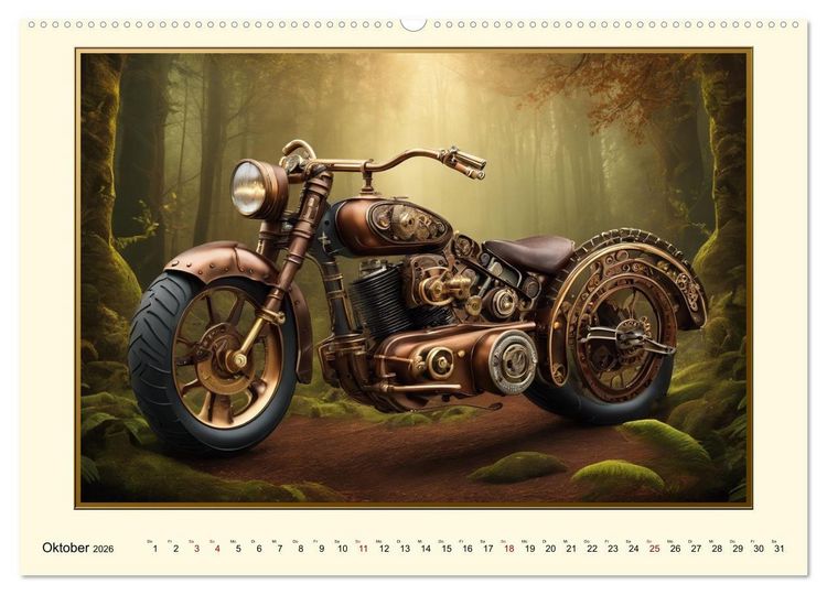 Produktbild: Motorr&auml;der im Steampunk-Style (hochwertiger Premium Wandkalender 2026 DIN A2 quer), Kunstdruck in Hochglanz