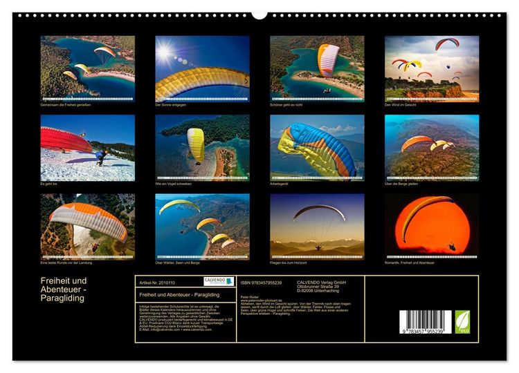 Produktbild: Freiheit und Abenteuer - Paragliding (hochwertiger Premium Wandkalender 2026 DIN A2 quer), Kunstdruck in Hochglanz