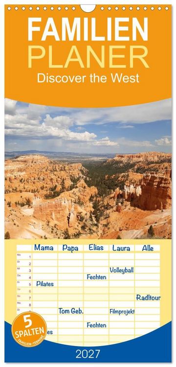 Produktbild: Familienplaner 2027 - Discover the West mit 5 Spalten (Wandkalender, 21 x 45 cm) CALVENDO