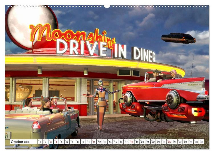 Produktbild: 50s Future - Retro SciFi (hochwertiger Premium Wandkalender 2026 DIN A2 quer), Kunstdruck in Hochglanz