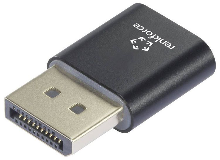 Produktbild: Renkforce RF-6685714 DisplayPort EDID Emulator Schwarz 4K UHD