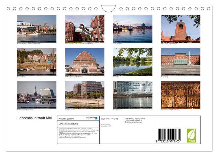 Produktbild: Landeshauptstadt Kiel (Wandkalender 2026 DIN A4 quer), CALVENDO Monatskalender
