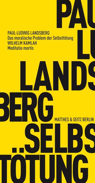 Bild vom Artikel Das moralische Problem der Selbsttötung vom Autor Paul Ludwig Landsberg